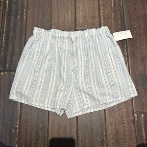 Day + Moon Blue Striped Cotton Beach Shorts